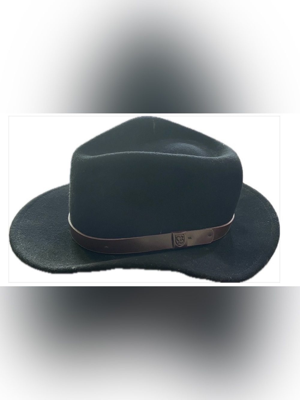 Brixton Black cowboy hat, brown trim wool fedora, Nashville, unisex size XS